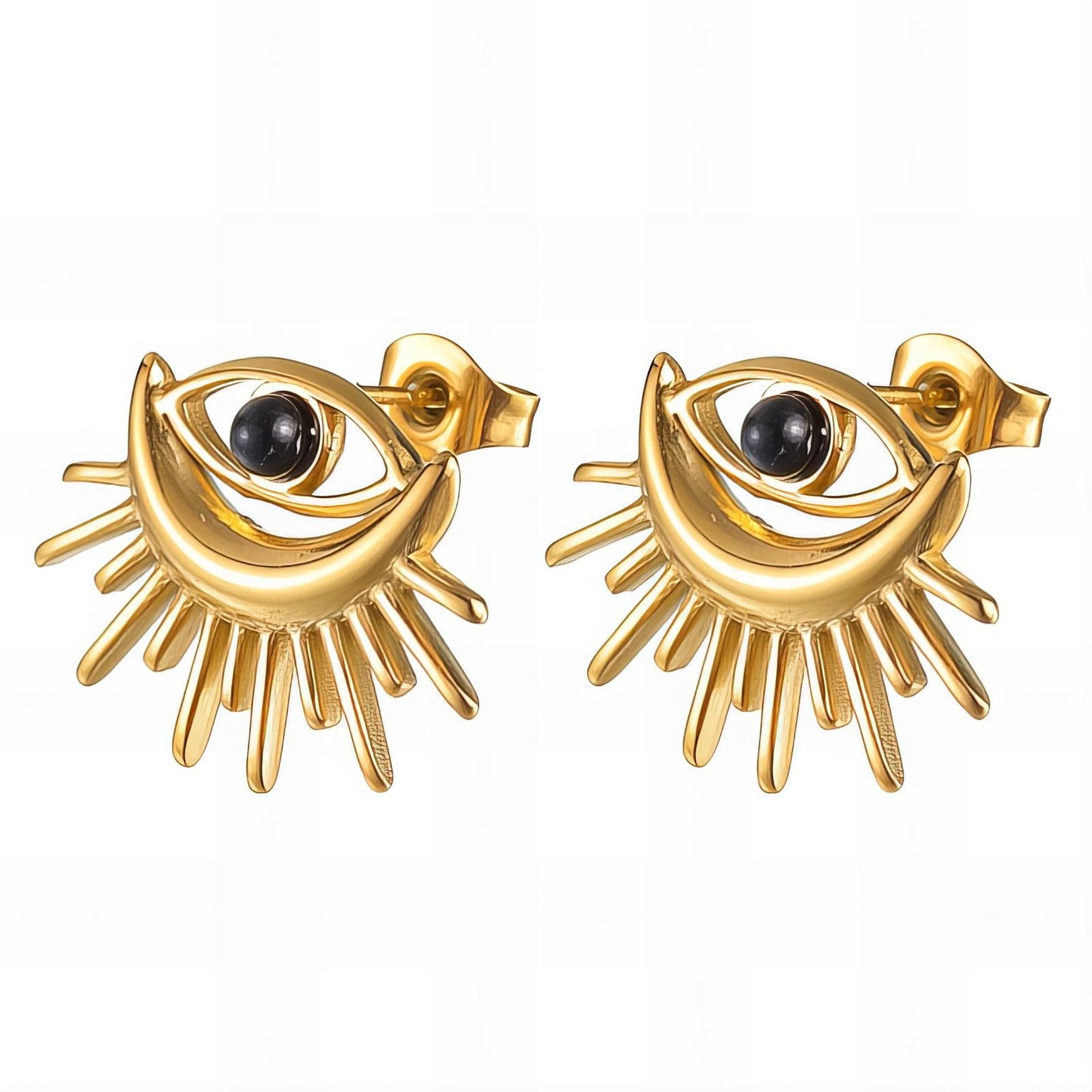 18K gold plated Stainless steel  Evil Eyes earrings, Intensity