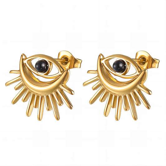18K gold plated Stainless steel  Evil Eyes earrings, Intensity